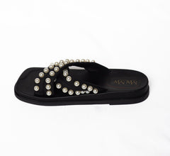 MYMY! PEARL ACCENT SANDAL (BLACK)