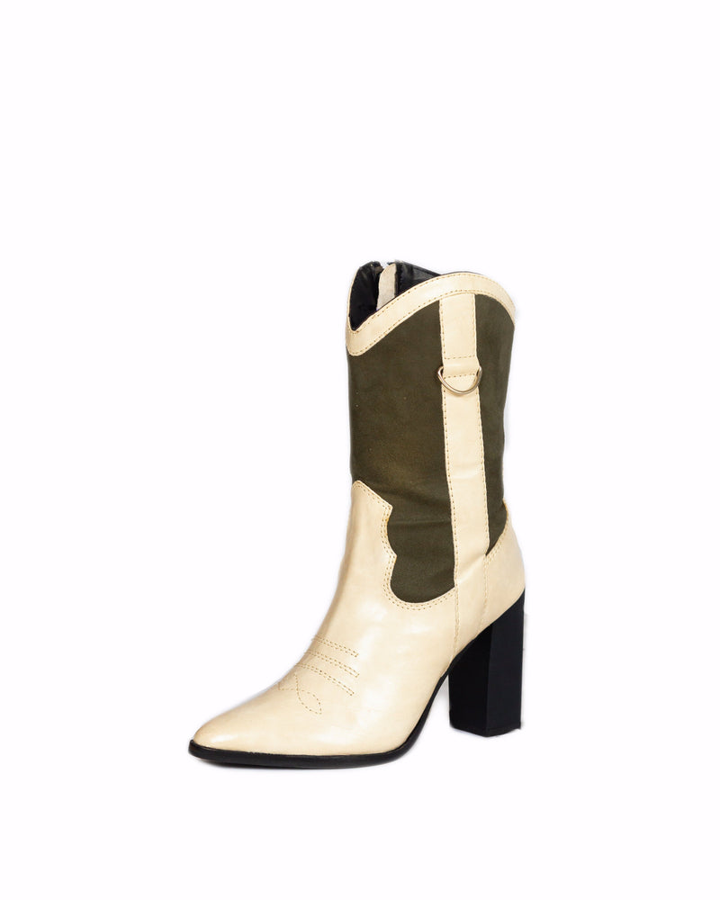 Chic Green & Cream Boots (10% OFF)