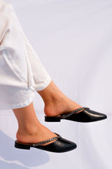 BLACK CHAIN MULES (60% OFF)