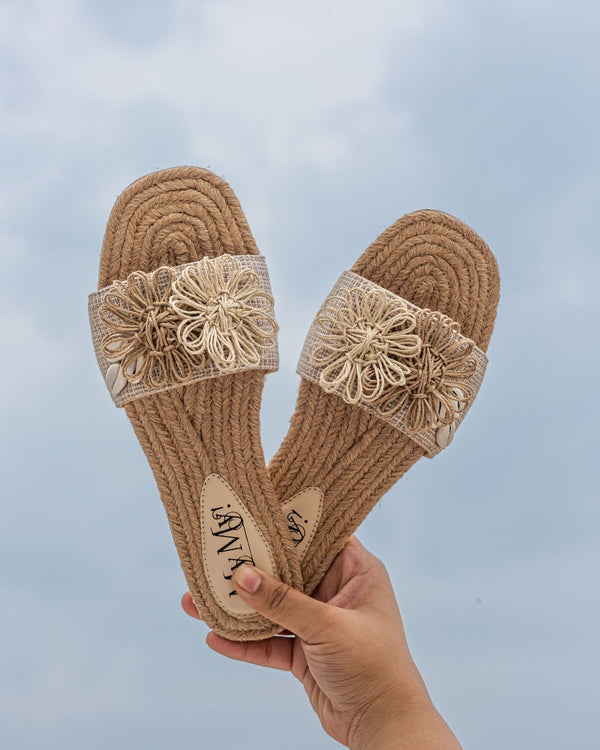 Floral jute Sandals (41% OFF)