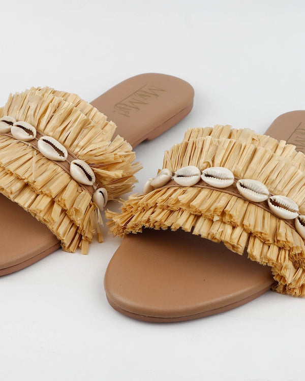 RAFFIA SLIDE SANDALS (50% OFF)