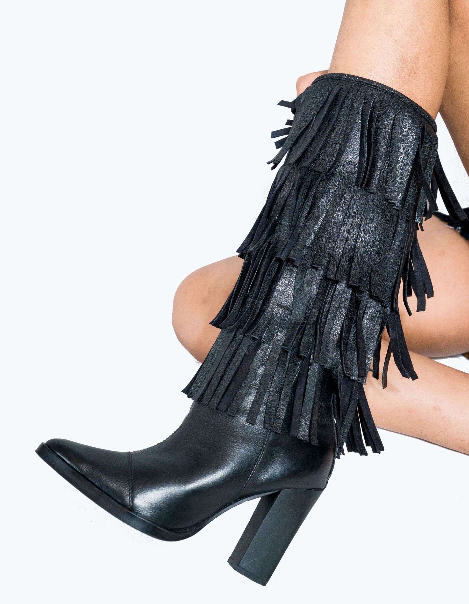 Ruffle Cascade Boots- Black