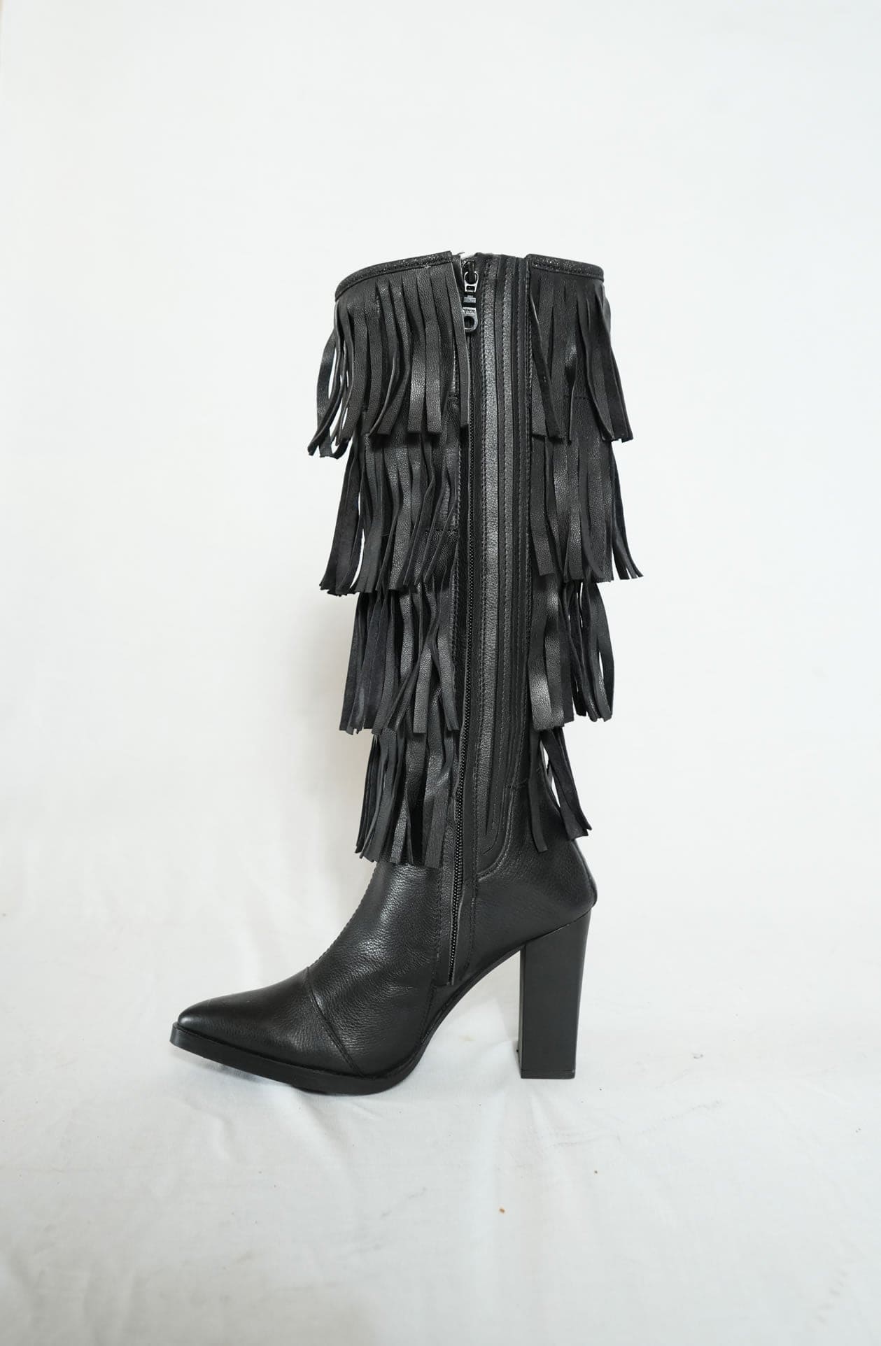 Ruffle Cascade Boots- Black