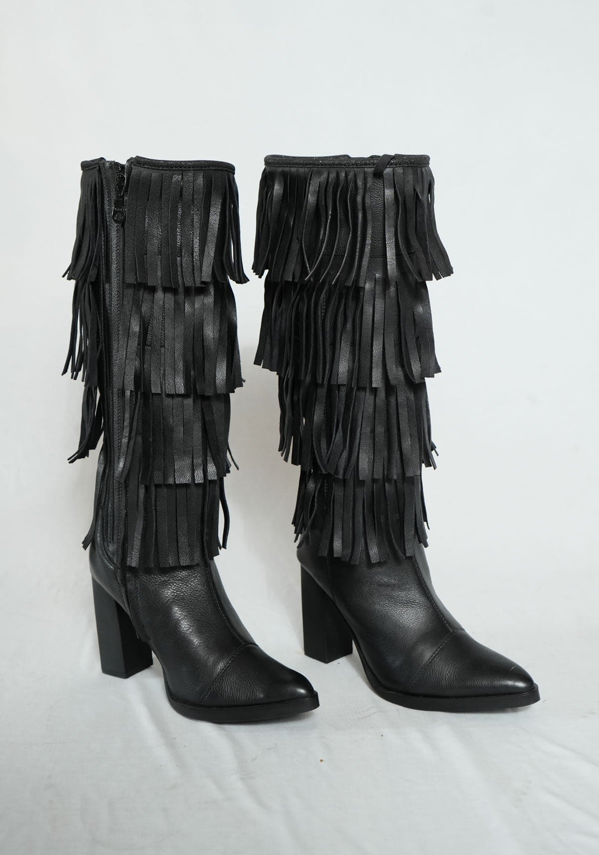 Ruffle Cascade Boots- Black