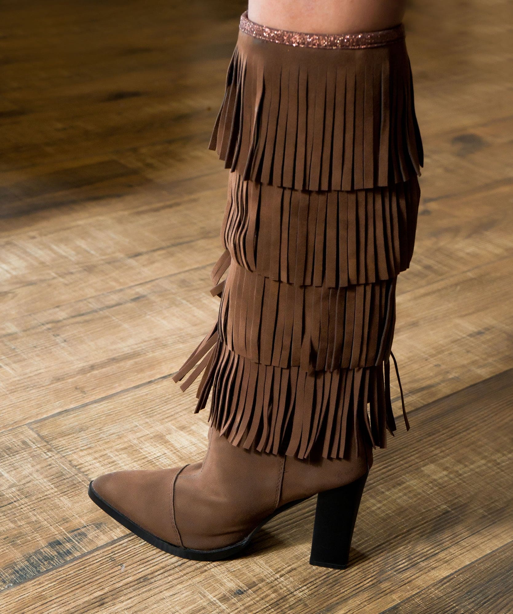 Ruffle Cascade Boots - Brown