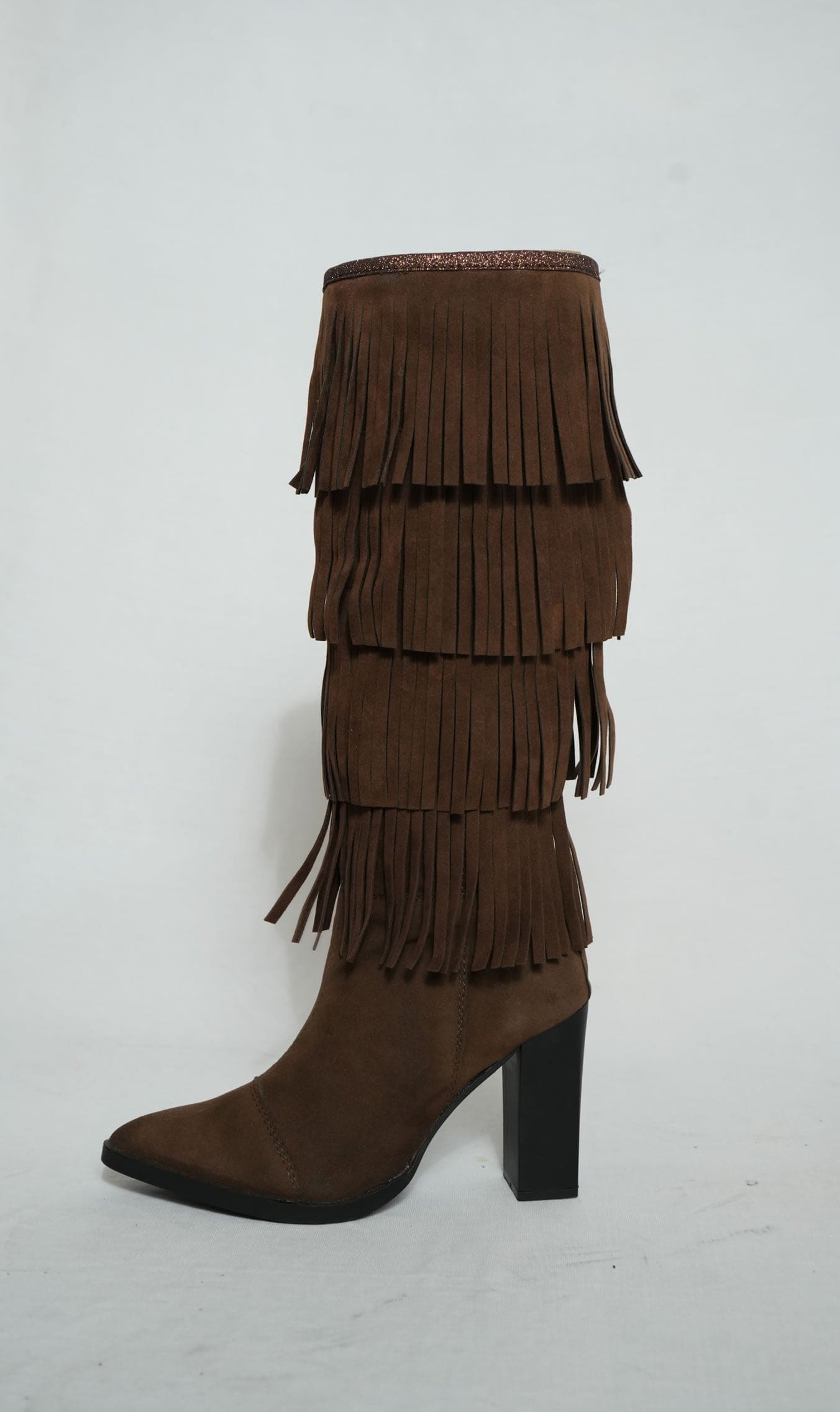 Ruffle Cascade Boots - Brown