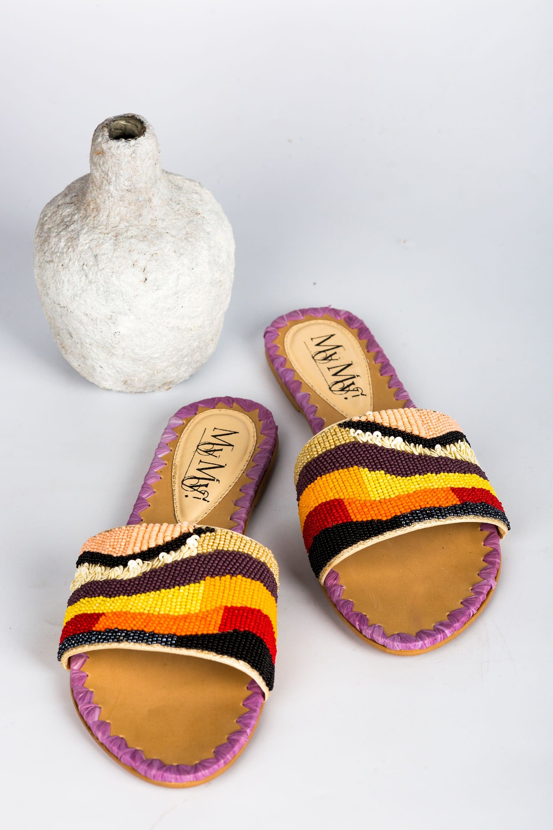 Colorful Beaded Mule Sliders (40% OFF)