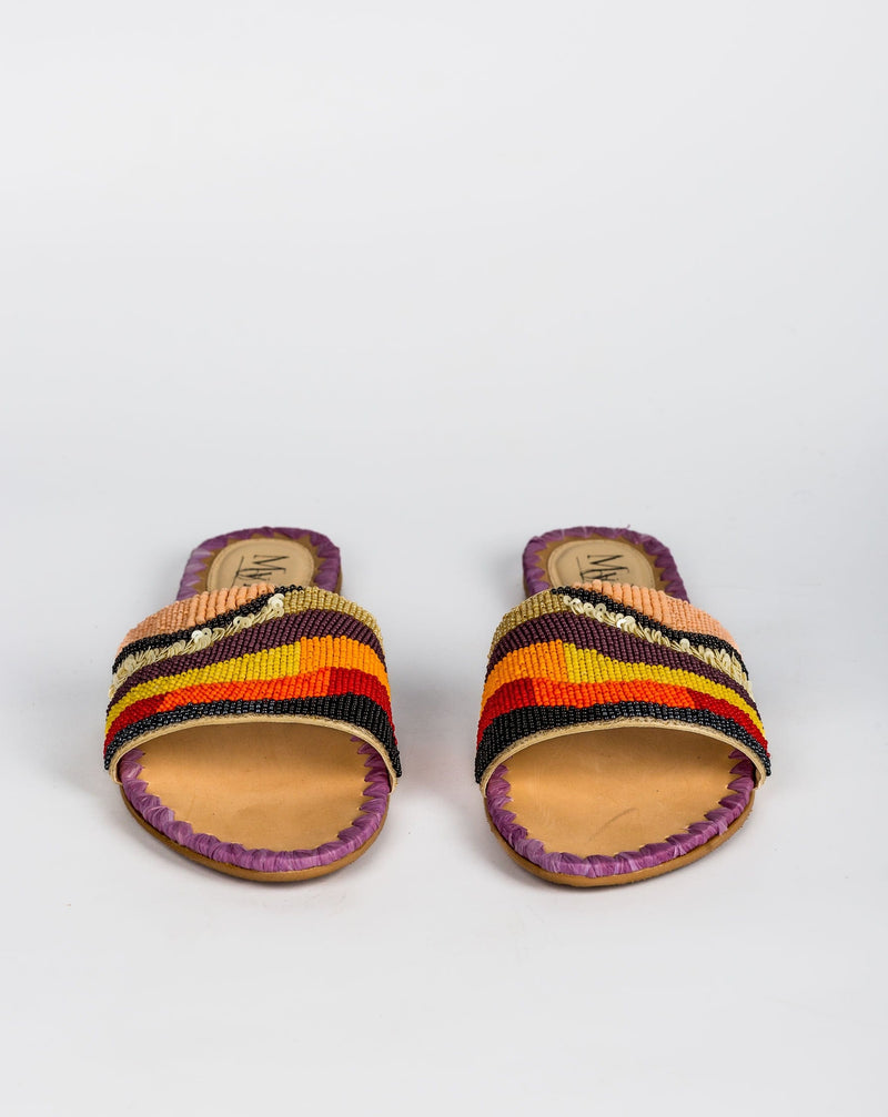 Colorful Beaded Mule Sliders