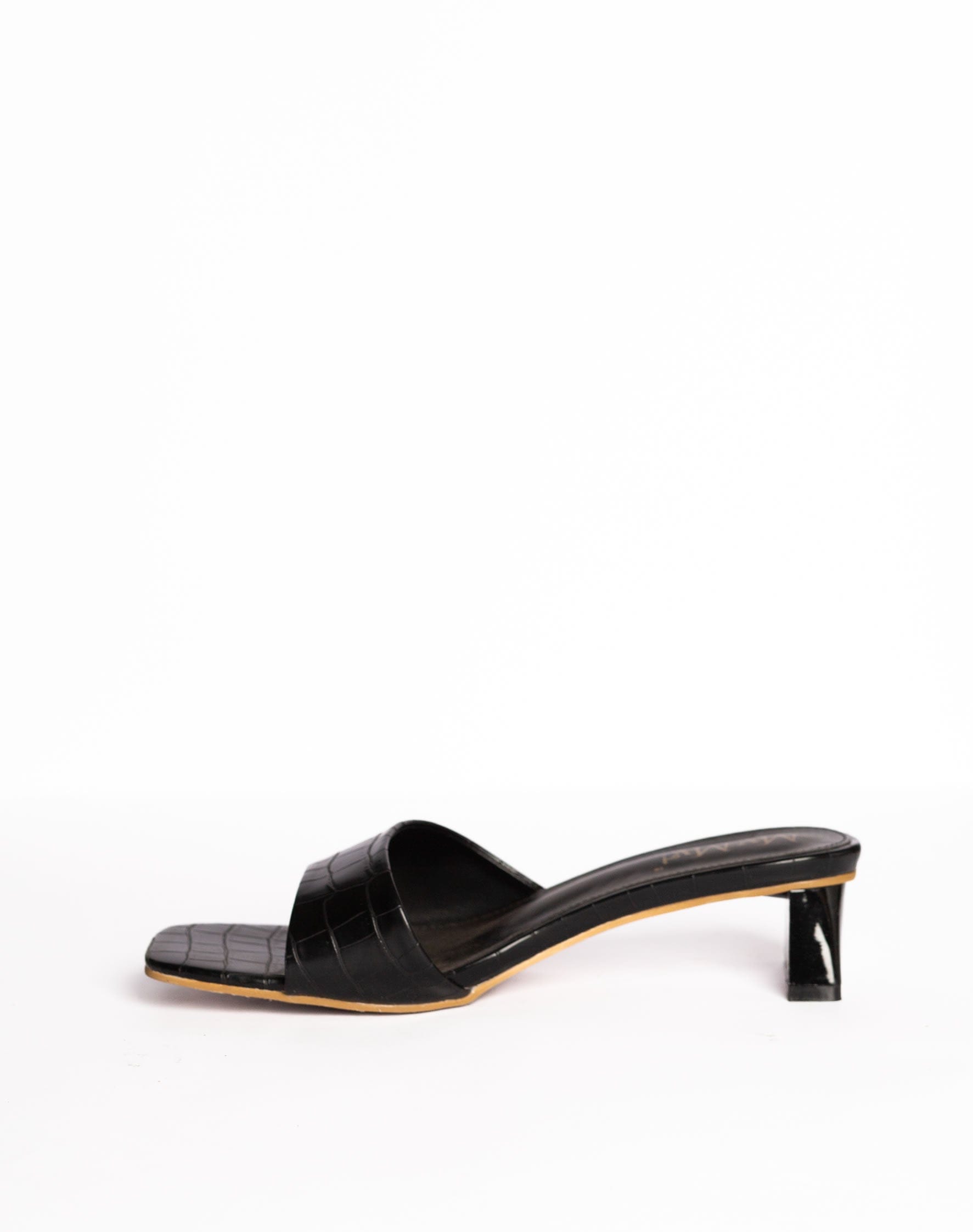 Croco black slides