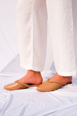 NUDE CHAIN MULES (75% OFF)