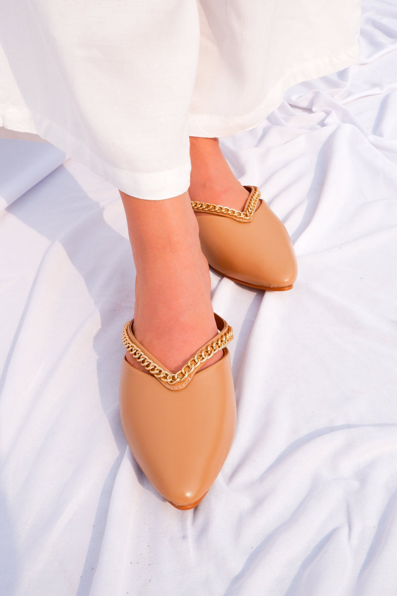 NUDE CHAIN MULES (60% OFF)
