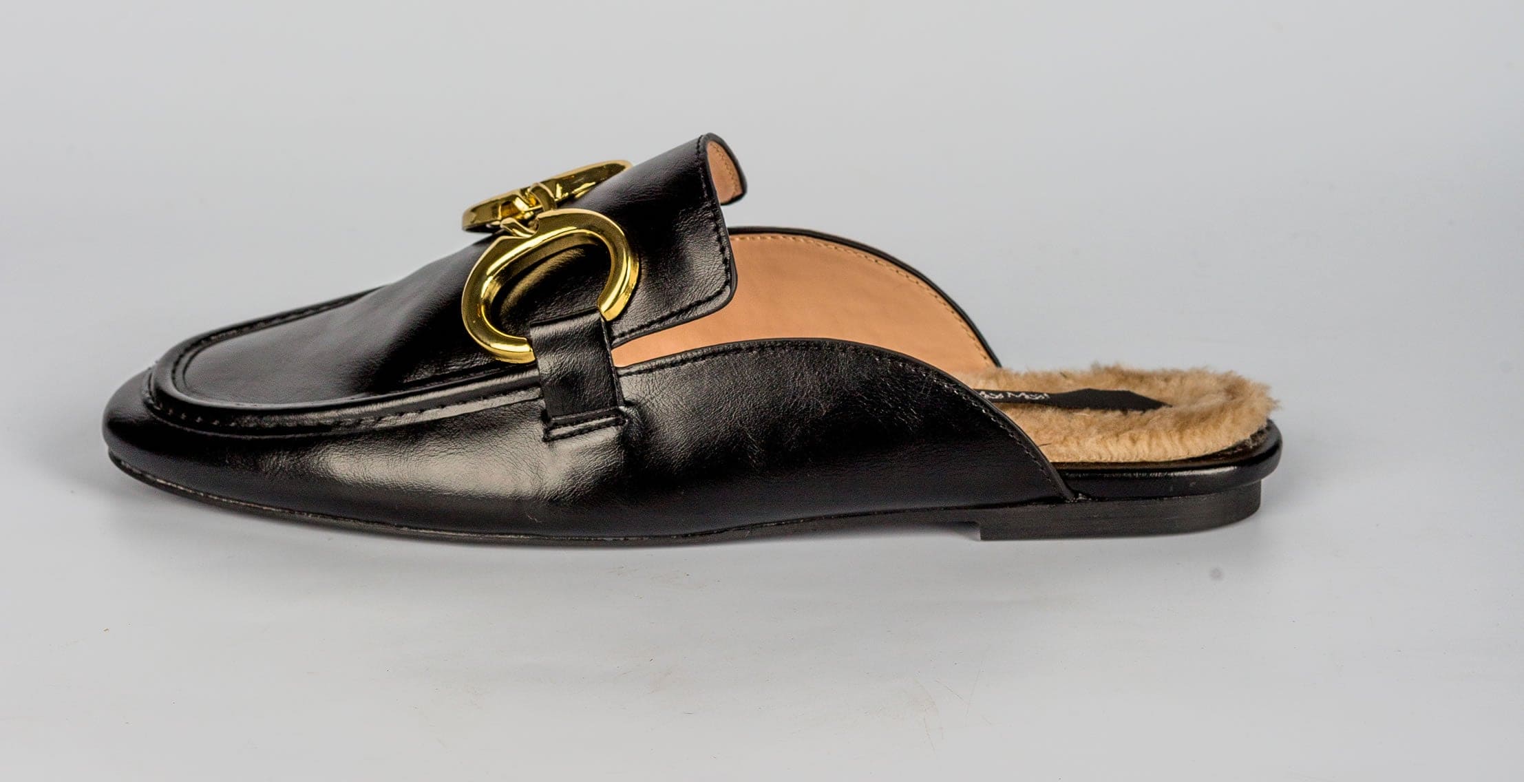 Faux fur Mules- Black