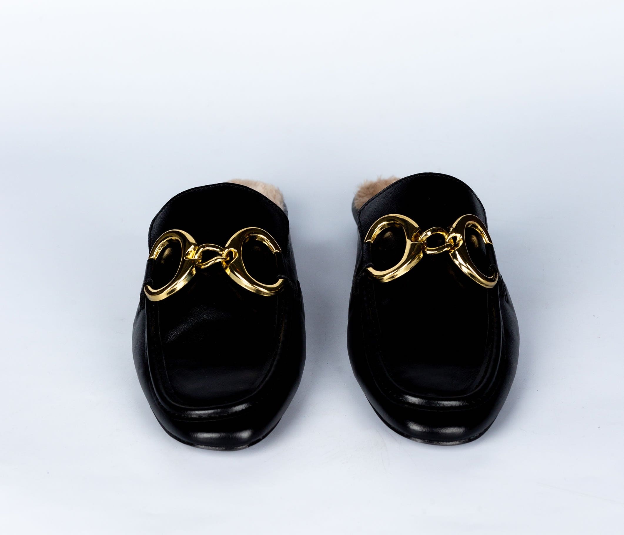 Faux fur Mules- Black