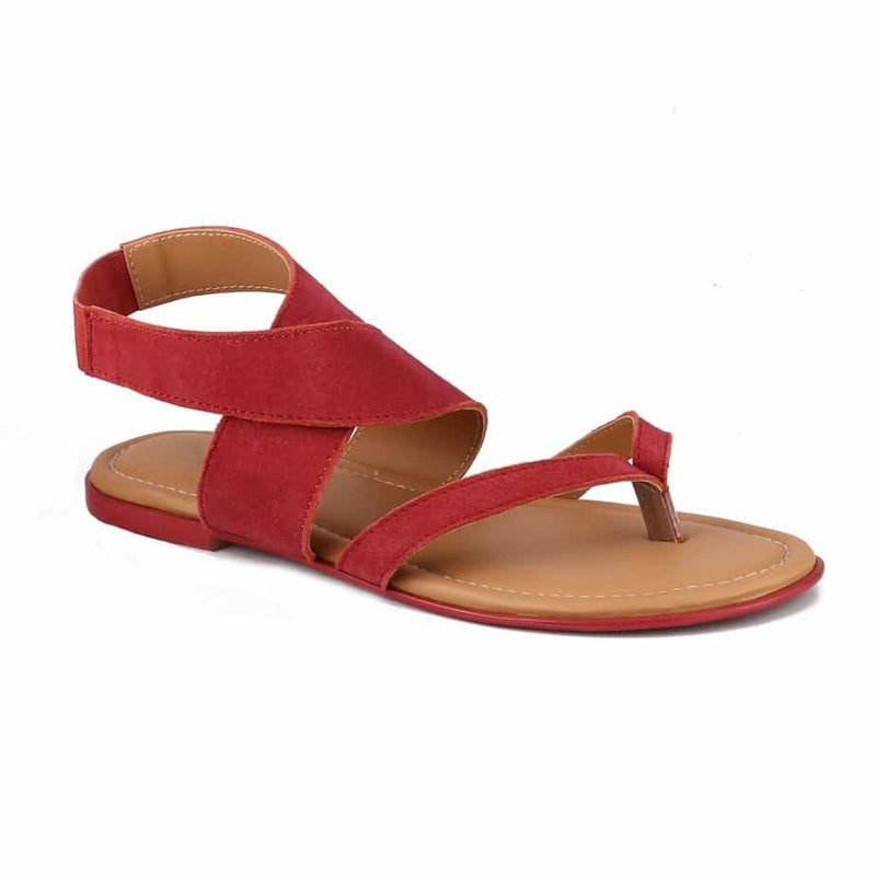 Red Wrap Ankle Flat (50% OFF)