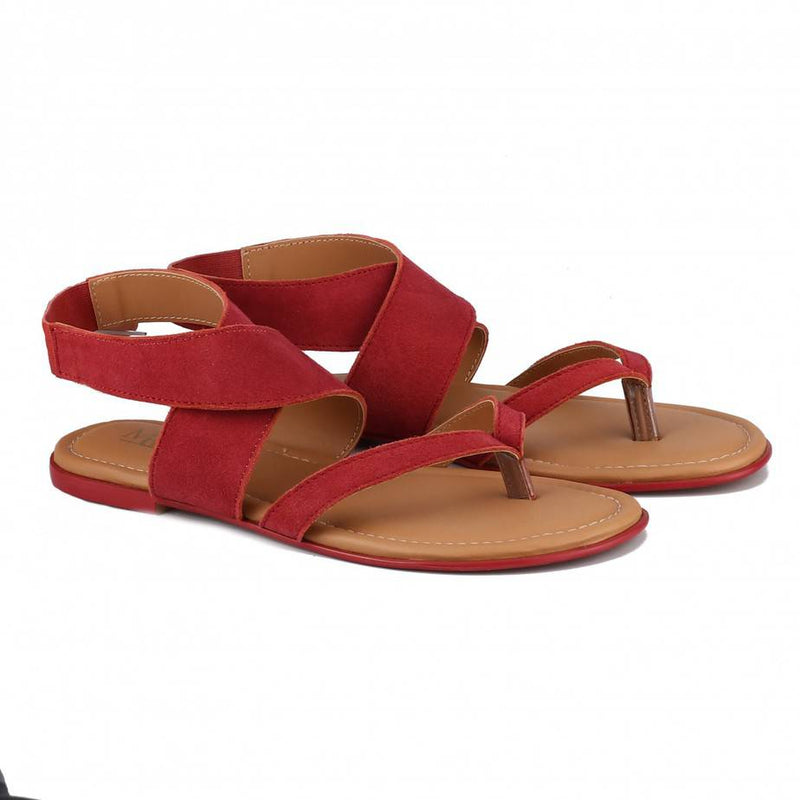 Red Wrap Ankle Flat (50% OFF)