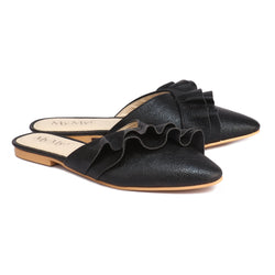 Metallic Frill Mules