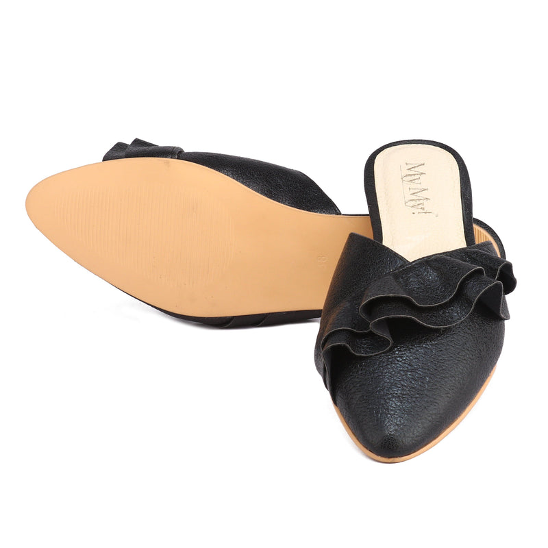 Metallic Frill Mules