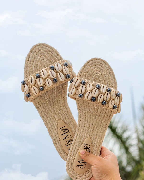 Jute Beaded Natural Flats (41% OFF)