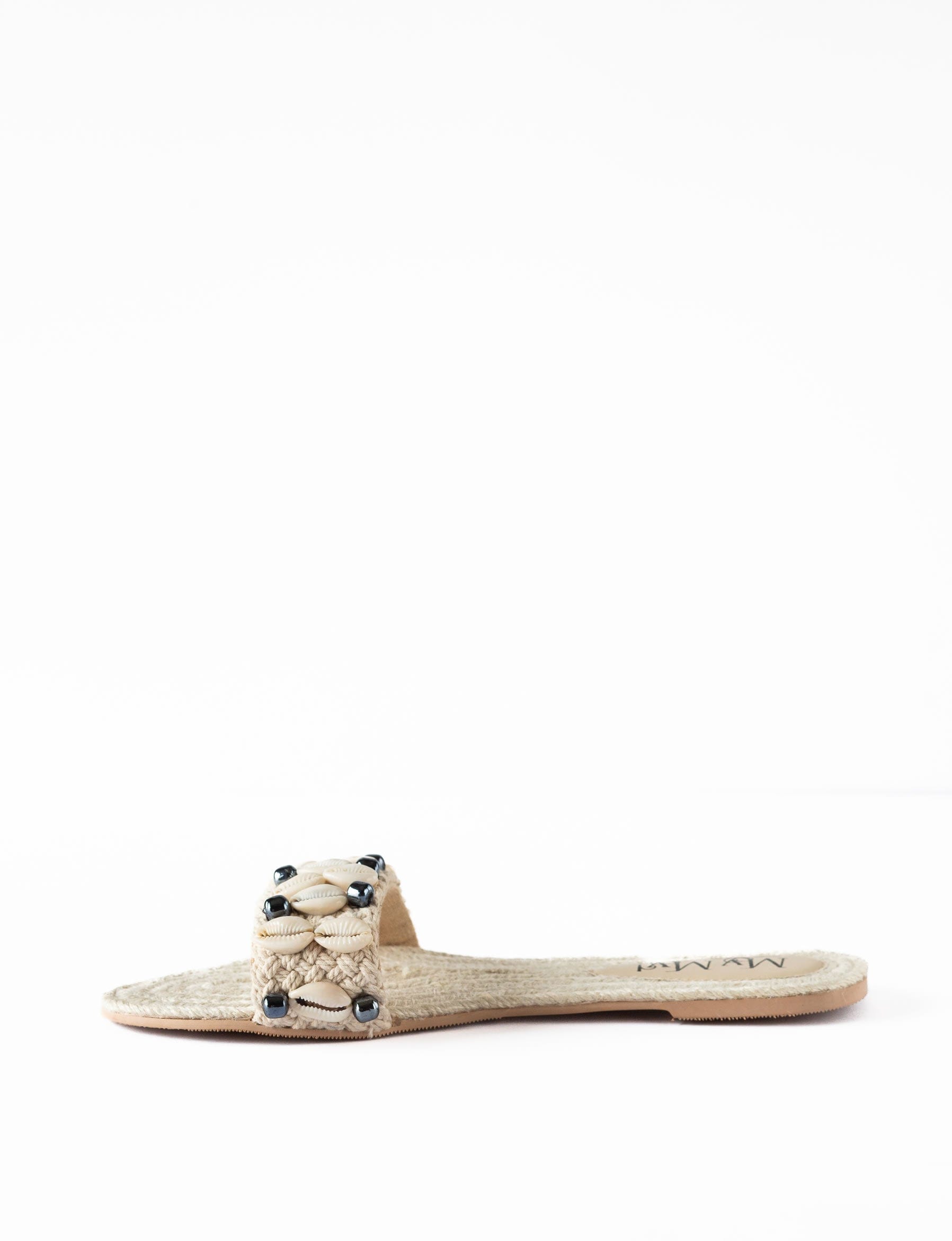 Jute Beaded Natural Flats (60% OFF)