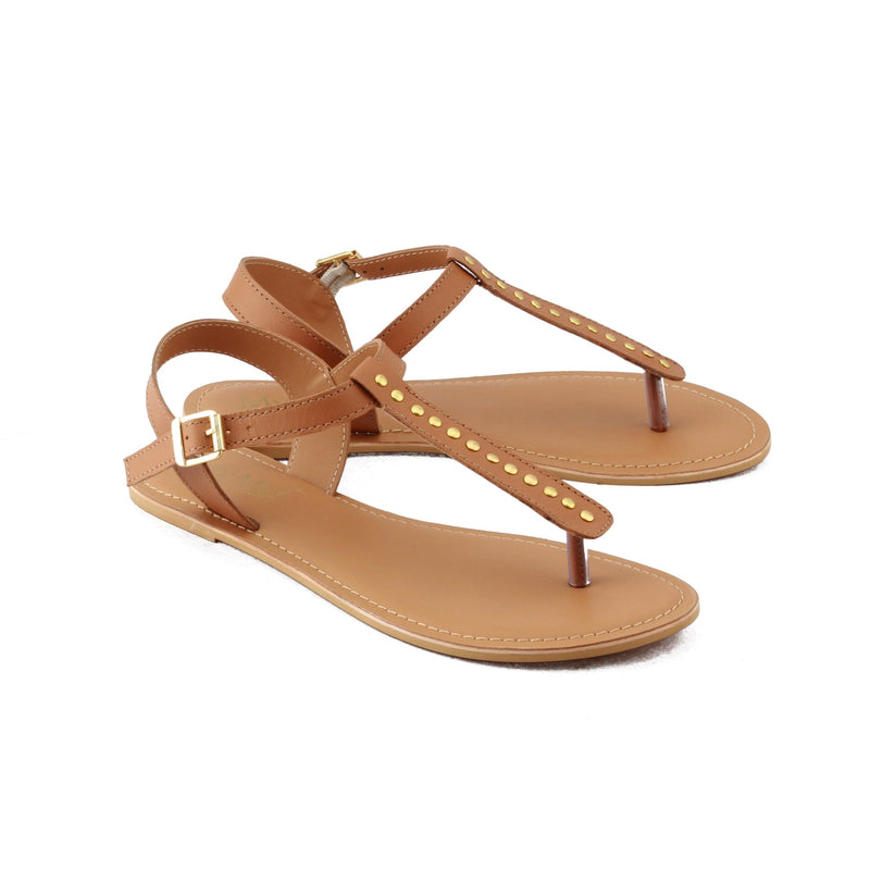 Tan Studded Leather Sandals