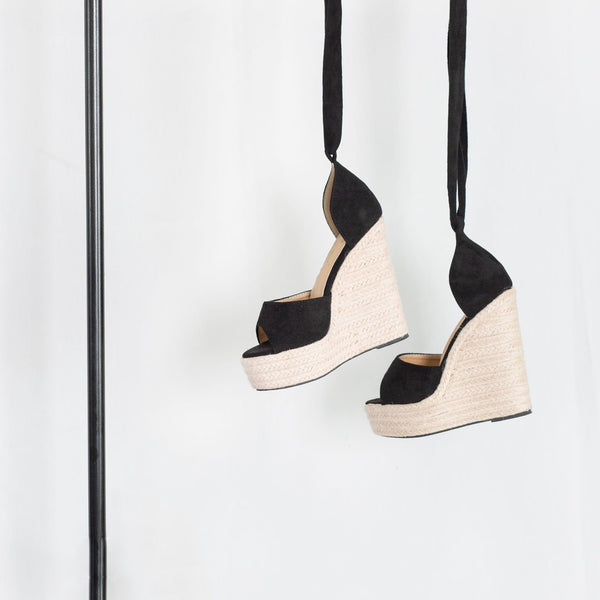 Black 2025 espadrilles wedges