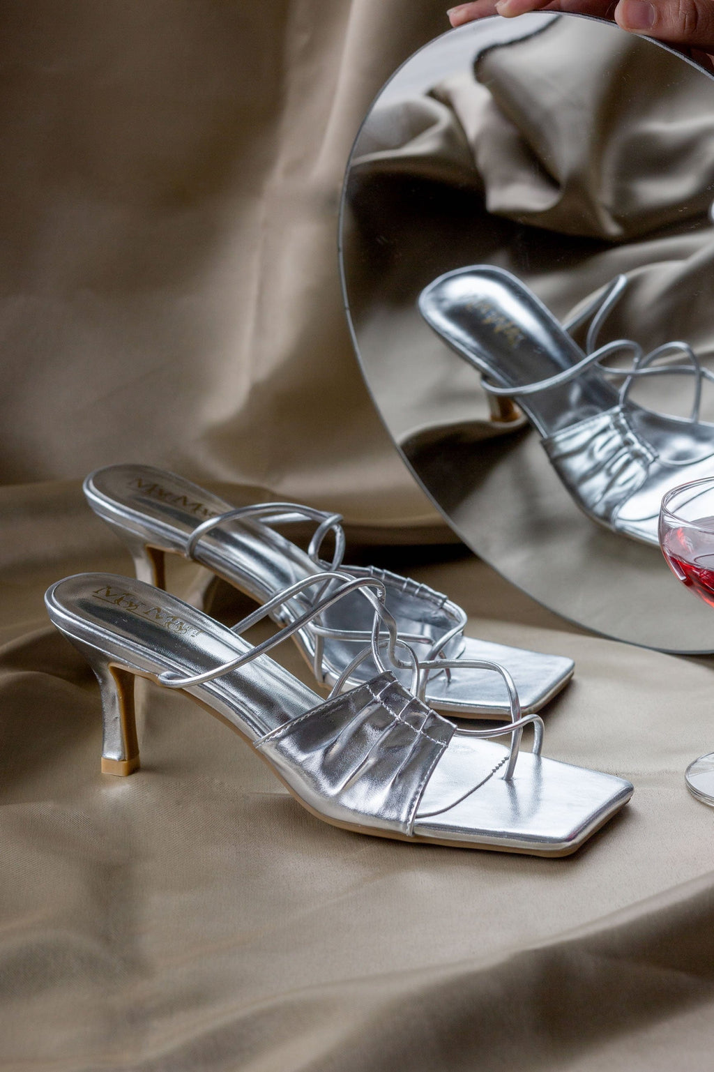 Silver hotsell mules heels