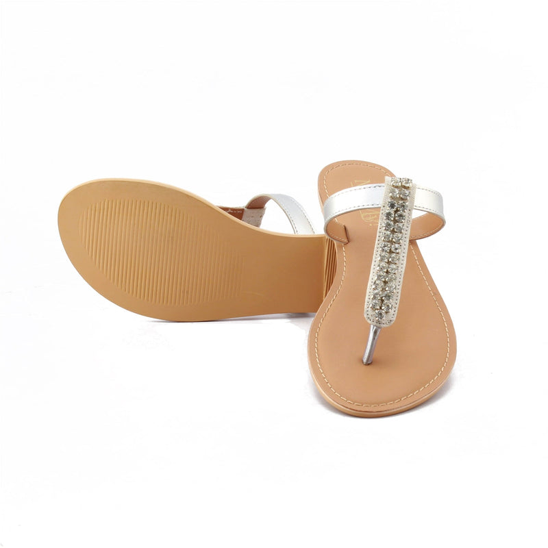 Silver Stone Studded Flats