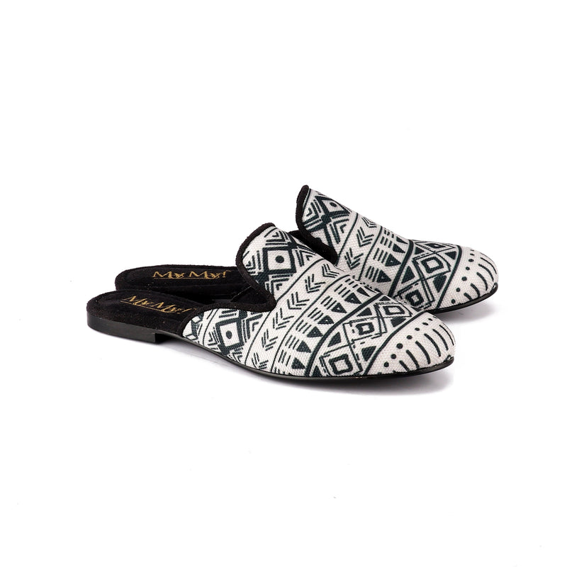Monochrome Aztec Smoking Slippers